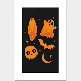 Halloween ghost and pumpkin Posters and Art